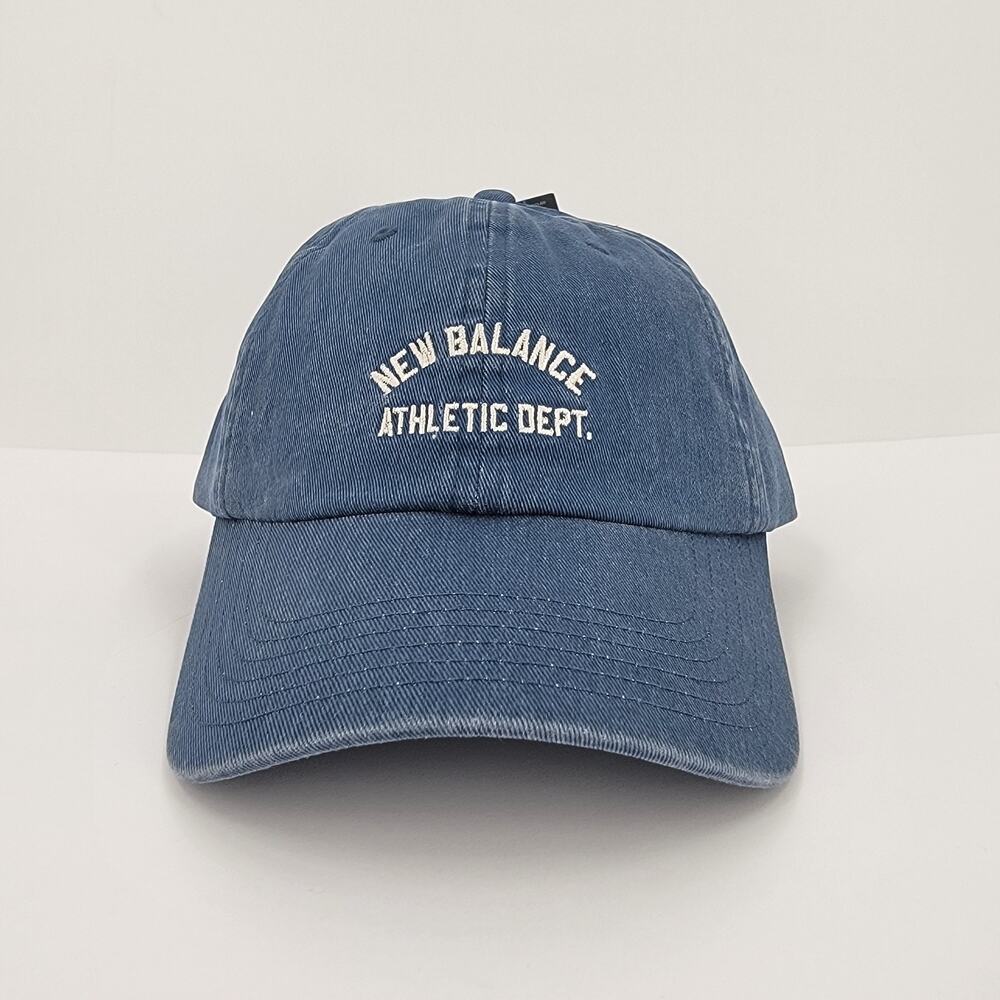 New Balance Baseball Cap Blue Wash Strap Back 100% Cotton Mens OS Dad Hat
